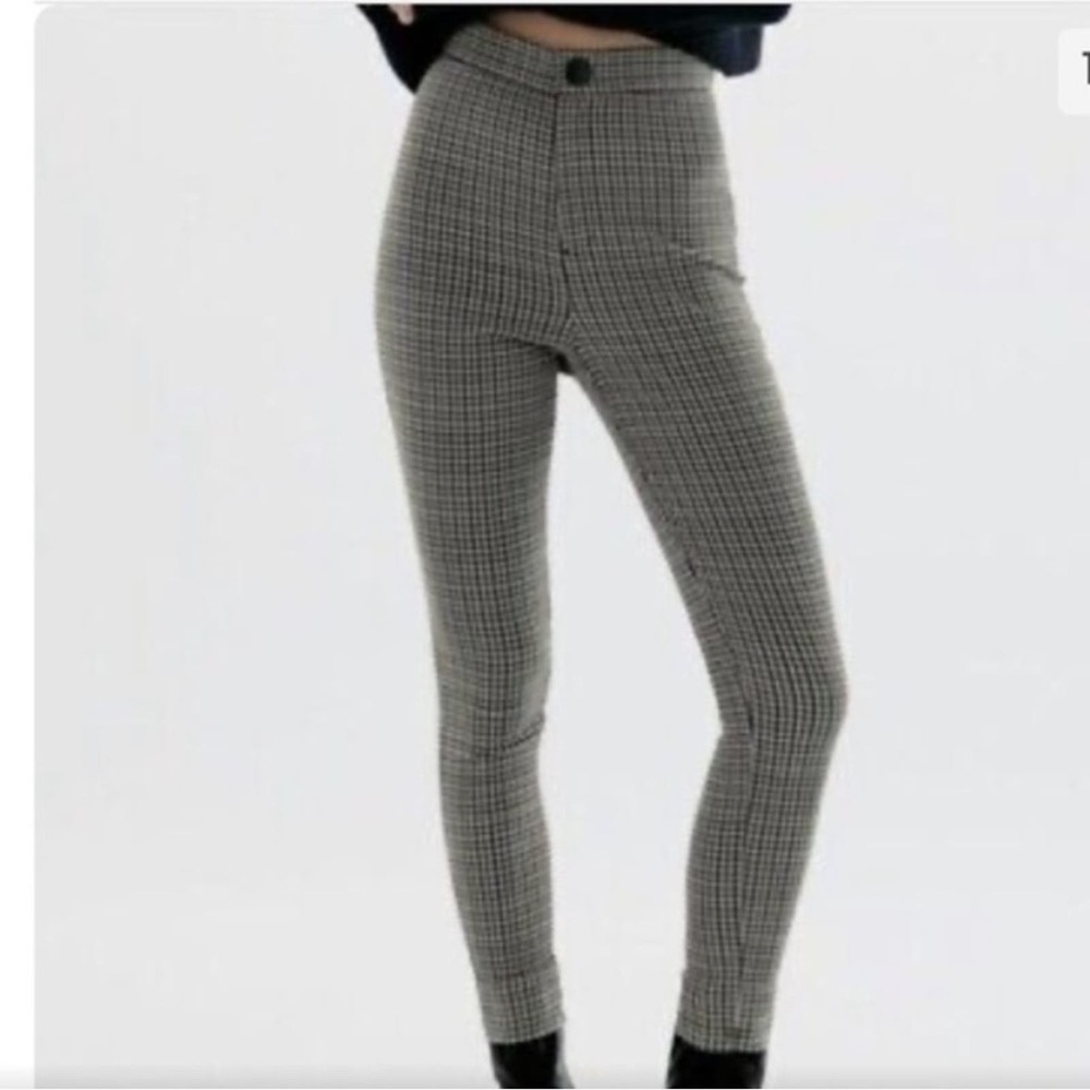 Zara Hi-Rise Legging Dress Pants Green Plaid NWT Women’s Size Small